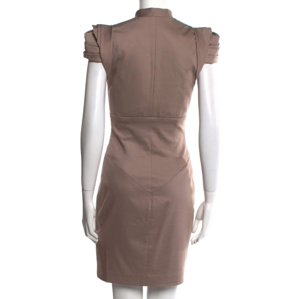Elegant Black Halo Brown/Cream Cap Sleeve Mini Dress - Picture 2 of 4